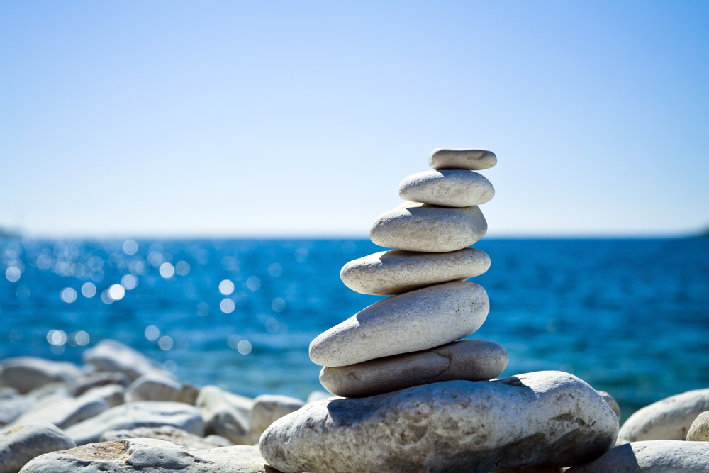 balanced rocks on a beach